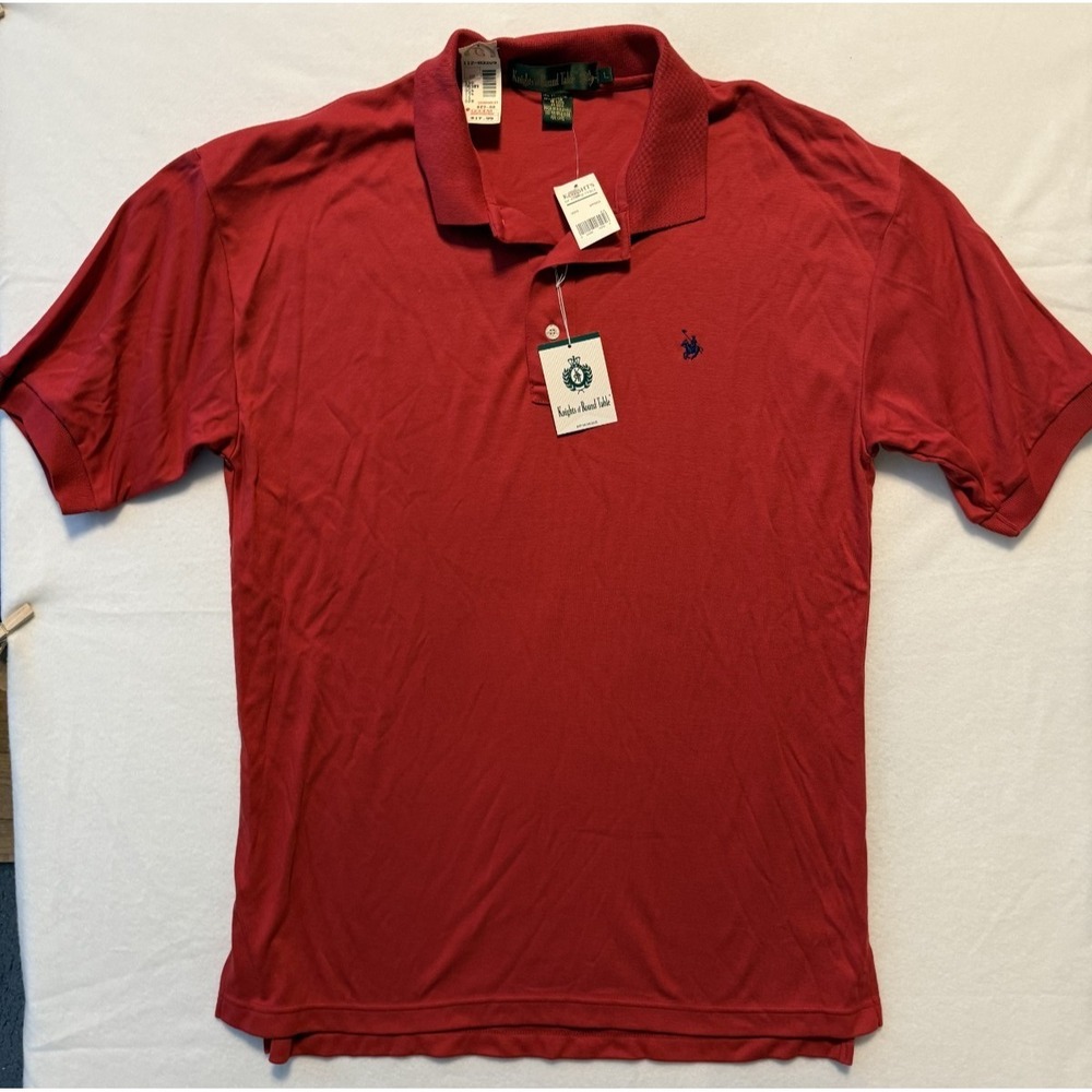 Vintage Knights of Round Table Polo Shirt Adult SMALL Red Crest 90s Preppy NWT